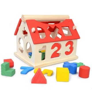 Wooden Digital Number House Building Toy