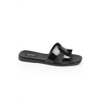  Halsey Women Black Slide Flat Sandals