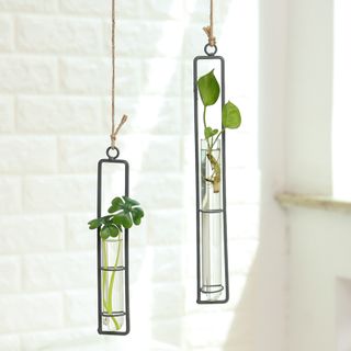 Metal Hanging Glass Planter- 3Pcs
