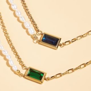 Women Titanium Steel Pearl Necklace
