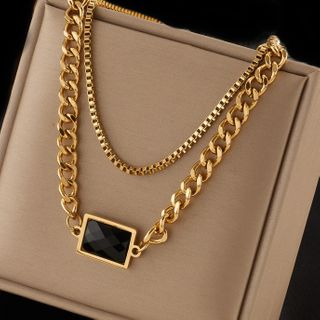 Women Double-layer Square Necklace