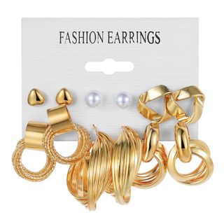 Women Hoops Pearl Mixed Earring Set