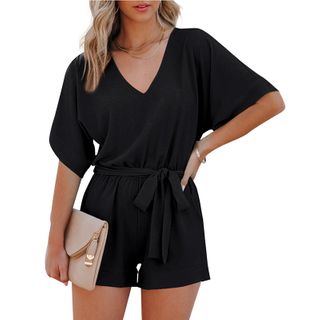 Women casual V neck Jumpsuit