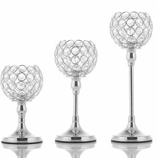 3 Pcs Crystal Candle Holders