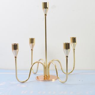 Golden 5 Arms Stick Candle Holders