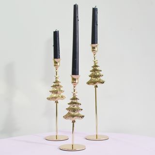 3 Pcs Metal Bell Tree Candlesticks