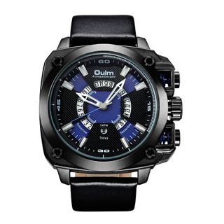 OULM Mens Leather Business Watch