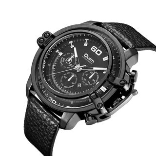 OULM Mens Military Casual Leather Watch