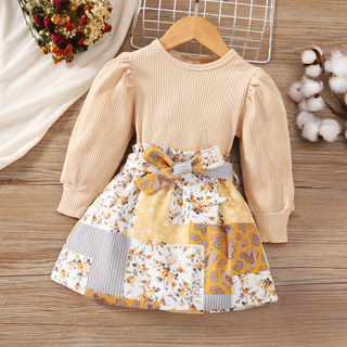 Childrens Solid Colour Long Sleeve Dress