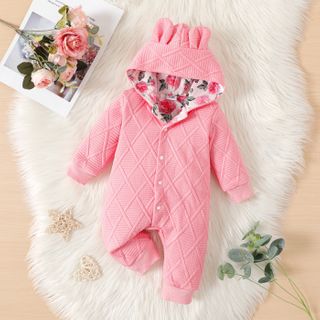 Baby Girl Printed Jumpsuit With Cute Ears
