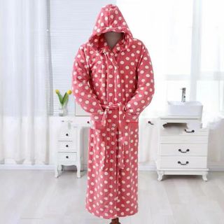 Adult Polka Dots Hooded Bathrobe