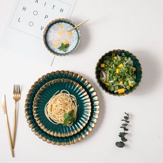 Green Chrysanthemum Plate And Bowl