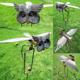 Metal Owl Wind Spinner