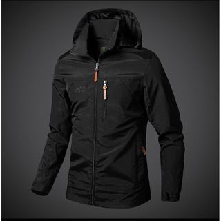 Mens Nylon Zipper Loose Hooded Jacket