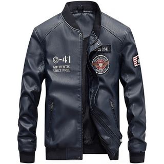 Mens Plush Leather Riding Jacket