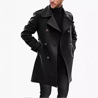 Mens Woolen Warm & Thickened Long Coat