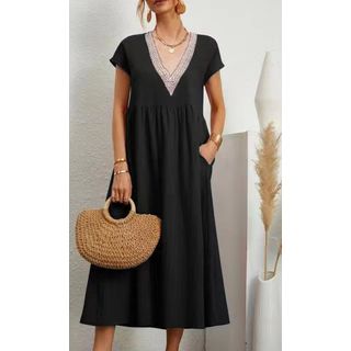 V-neck Sleeveless Loose Cotton Dress