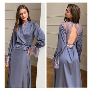 Women Kimono Robe Silky Long Bathrobe