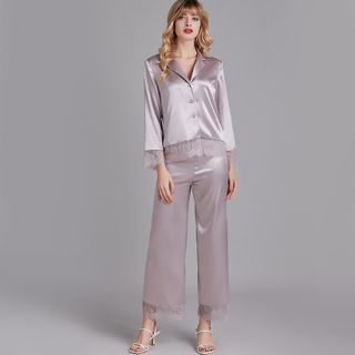 Ice Silk Long-Sleeved Trousers Set