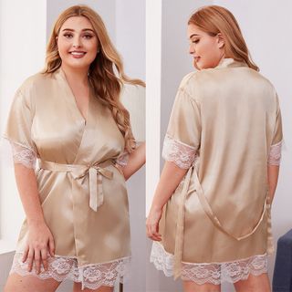 Plus Size Ice Silk Robe Bathrobe