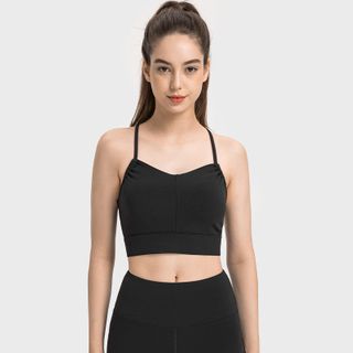 Nylon Two-Side Pleated Sports Bra