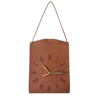 Hanging Bag Style Retro Leather Wall Clock