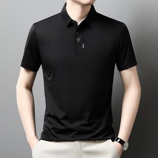 Mens Casual Ice Silk Short Sleeved Polo T-shirt