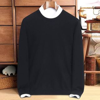 Mens Round Neck Knitted Bottoming Warm Sweater