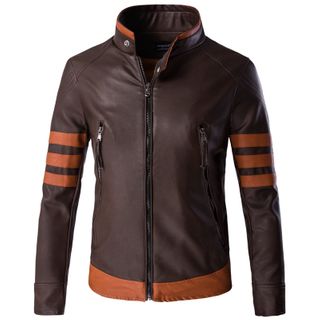 Logan Striped Panelled PU Leather Jacket