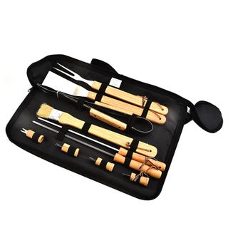 10 Pcs BBQ Combination Wooden Grill Set