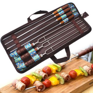 7 Pcs BBQ Stainless Steel Needle Skewers Set