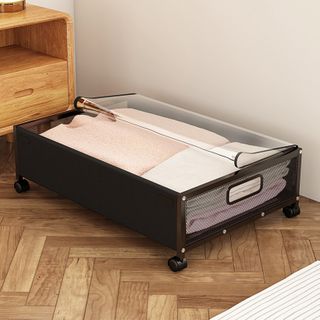 Iron Rack Bed Storage Box with Wheels