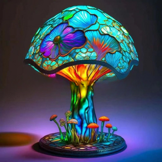 Retro Stained Plant Mushroom Lamp