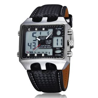 OHSEN Mens Dual Display Quartz Watch