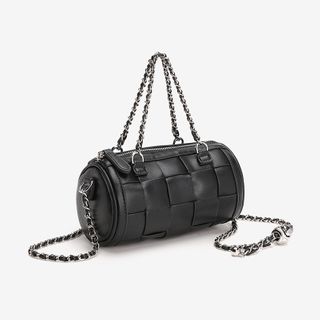 Women Braided Chain Cylindrical Mini Bag