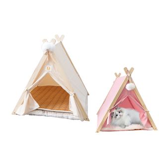 Cat Wooden Frame Oxford Fabric Tent