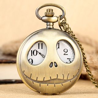 Hollow Skull Flip Quartz Pocket Watch