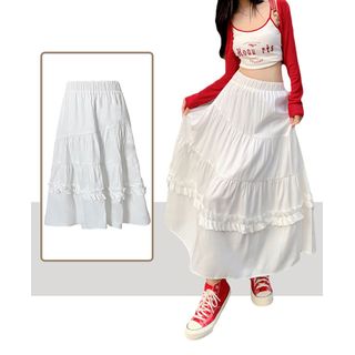 Women A-line Mid-Length Long Skirt