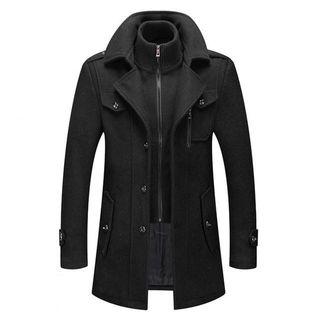 Mens Double Collar Thick Oversized Woolen Jacket