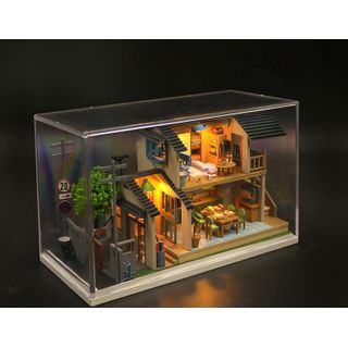 Mini Wooden Doll House with Furniture and Lights