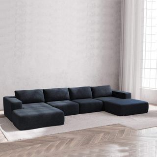 Modular 4 Seater Open-Ends U Sectional Compressed Sofa