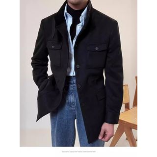 Mens Italian Style Faux Stand Collar Jacket