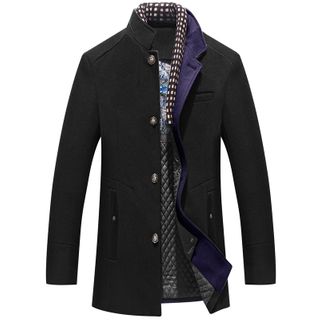 Mens Woolen Thick Scarf Collar Coat