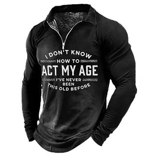 Mens Street Style Long-Sleeved Zipper T-Shirts