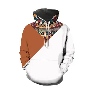 Splicing 3D Printing Casual Pullover Hoodie