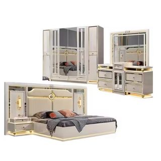 Wood Frame Double King Size Luxury Bedroom Furniture Set