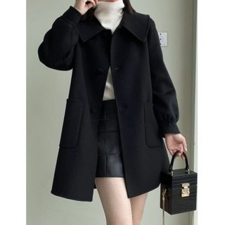 Womens Slim Mid-Length Woolen Coat