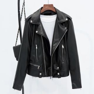 Womens Classic PU Leather Jacket