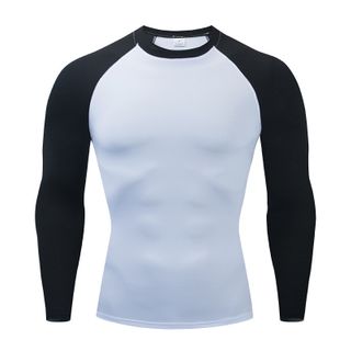 Mens Round Neck Long-sleeves Fitness T-shirt