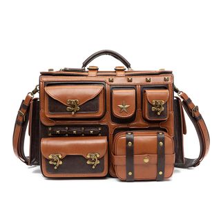 Steampunk Motorcycle PU Leather Briefcase Bag